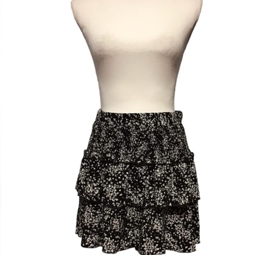 Miami Black and White Floral Skater Skirt